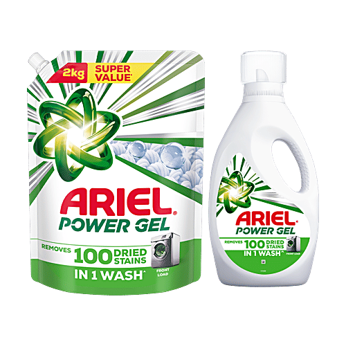 Ariel Power Gel Front Load Liquid Detergent, 2.5 kg + Front Load Liquid Detergent, 2kg, Combo (2 Items)