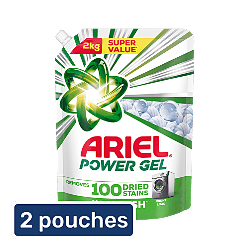 Ariel Power Gel Front Load Liquid Detergent, 2x2 kg (Multipack) Removes 100 Stains in 1 Wash
