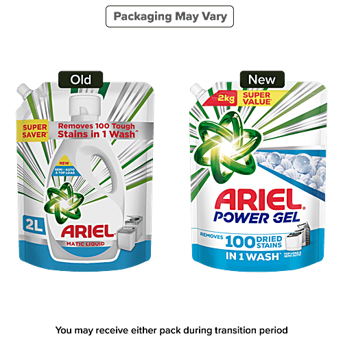 Ariel Power Gel Top Load & Semi Auto Liquid Detergent, 2x2 kg (Multipack) Removes 100 Stains in 1 Wash