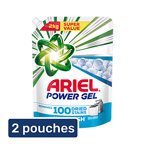 Ariel Power Gel Top Load & Semi Auto Liquid Detergent, 2x2 kg (Multipack) Removes 100 Stains in 1 Wash