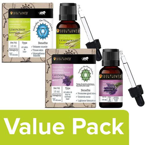 Buy Soulflower Lavender Essential Oil + Lemongrass Essential Oil, each of  15 ml Online at Best Price of Rs 735.92 - bigbasket