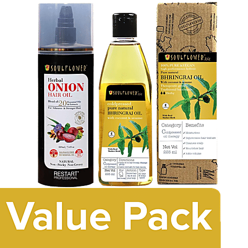 Buy Soulflower Onion Herbal Hair Growth Oil, 220ml + Cold Pressed