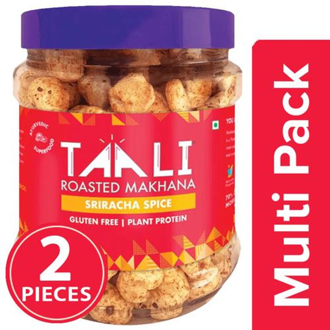 TAALI Roasted Makhana - Rich In Plant Protein, Gluten-Free, Sriracha Spice, 2x65 g Multipack
