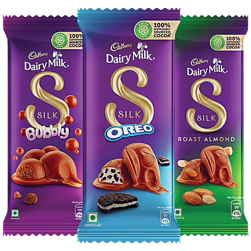 bb Combo Cadbury Silk Oreo,130g+Silk Bubbly Bubblegum,120g+Silk Roast Almond,143 g, Combo 3 Items 