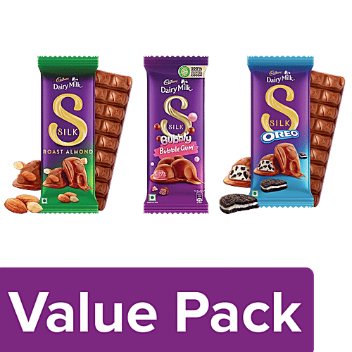 bb Combo Cadbury Silk Oreo,130g+Silk Bubbly Bubblegum,120g+Silk Roast Almond,143 g, Combo 3 Items 