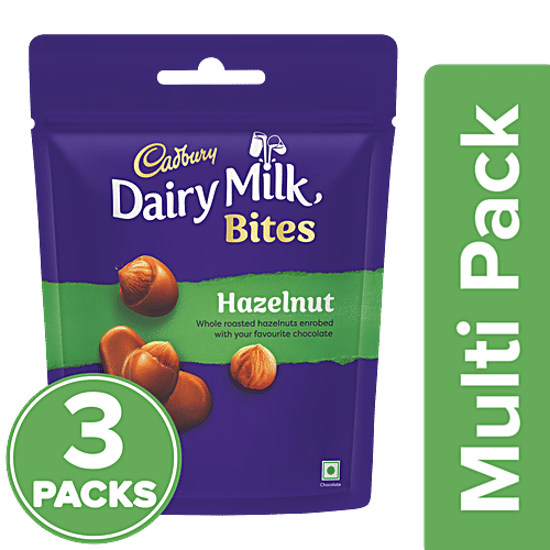 Cadbury Dairy Milk Hazelnut Chocolate Coated Bites, 3x30 g (Multipack) Rich & Luscious Dessert
