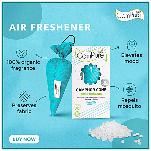 Campure Air Freshener Cone - Original, Refreshing Camphor Fragrance, Repels Mosquitoes, 2 x 60 g Multipack 