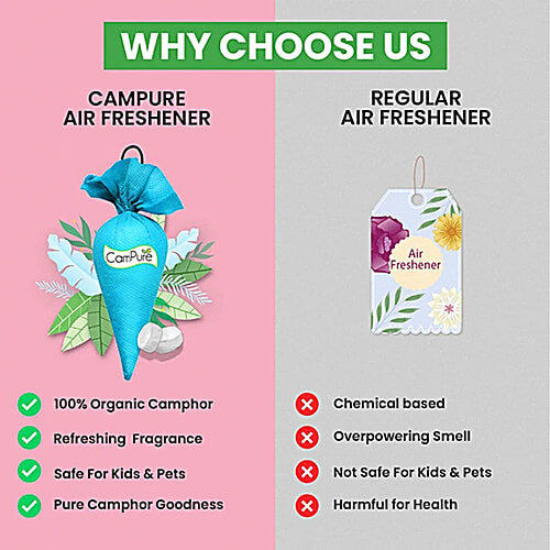 Campure Air Freshener Cone - Original, Refreshing Camphor Fragrance, Repels Mosquitoes, 2 x 60 g Multipack 