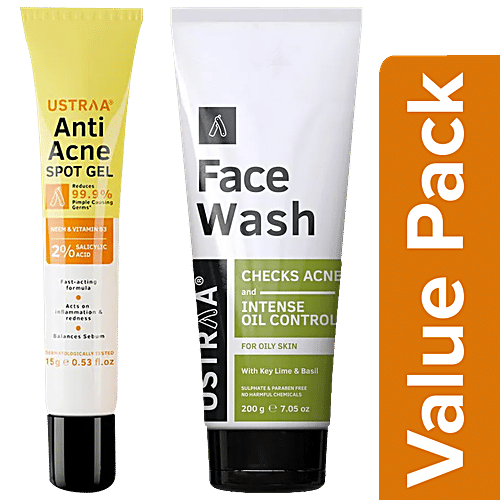 Buy Ustraa AntiAcne KitSpot Gel & Face Wash For Intense Oil Control