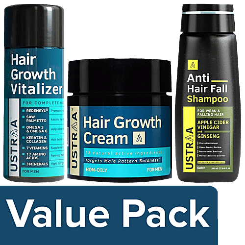 Buy Ustraa Hair Growth Kit For Men Vitaliser, Cream & AntiHairfall