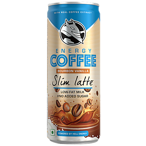 Hell Energy Coffee - Provides Strength, Slim Latte, Bourbon Vanilla Flavour, 4x250 ml Multipack 