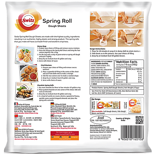 Switz Paratha Puff 5 pcs Pouch + Spring Rolls Sheets -20x20cm - 20 pcs, Combo 2 Items 