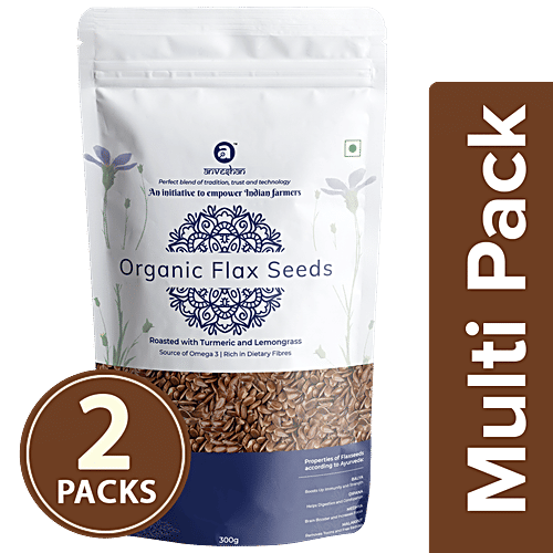 Buy Anveshan Organic Roasted Flax Seeds Roasted With Turmeric & Lemon