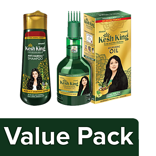 Kesh King Kesh King Anti-Hairfall Shampoo 340ml + Kesh King Ayurvedic Oil 300ml, Combo 2 Items 