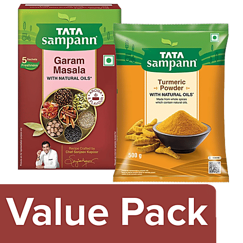 Tata Sampann Garam Masala - With Natural Oils + Turmeric Powder With Natural Oils - Haldi, Combo 2 Items