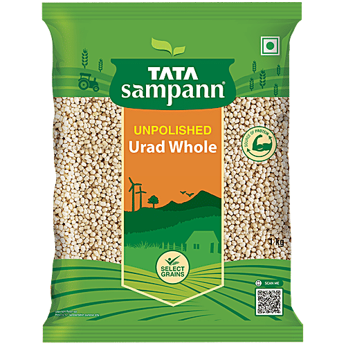 Tata Sampann Toor Dal/Arhar Dal - Rich In Protein + Unpolished Urad Dal - Whole 1 Kg, Combo 2 Items