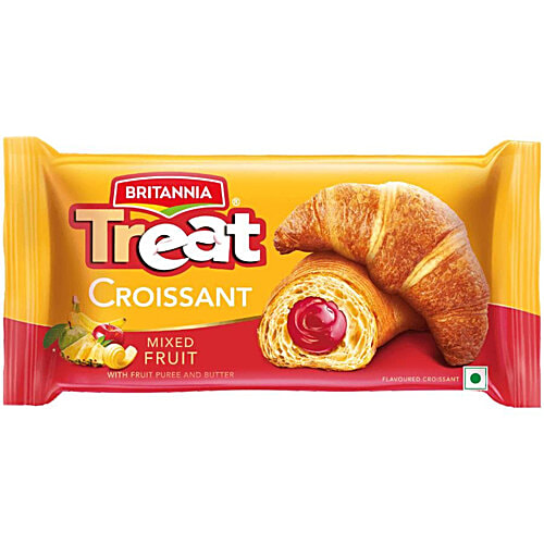 Britannia Treat JimJam Cream Biscuits 150 g + Treat Croissant - Mixed Fruit, Veg 47 g, Combo 2 Items 
