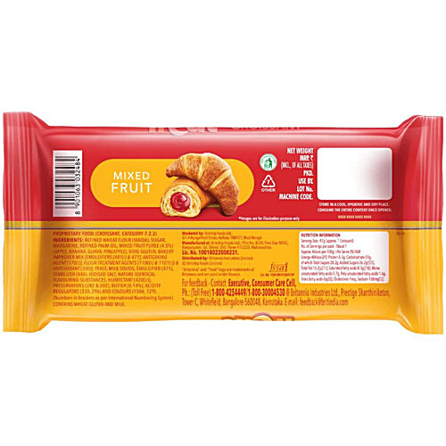 Britannia Treat JimJam Cream Biscuits 150 g + Treat Croissant - Mixed Fruit, Veg 47 g, Combo 2 Items 