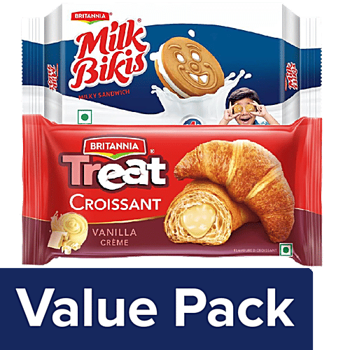 Buy Britannia Milk Bikis Milk Cream Biscuits 200 g + Treat Croissant