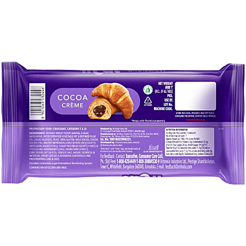 Buy Britannia Treat Croissant Cocoa Creme 45 g + Vanilla Creme 45 g