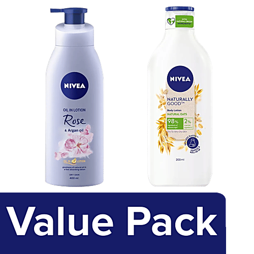 Nivea Rose & Argan Oil + Oats Body Lotion For Dry Skin, Combo 2 Items 