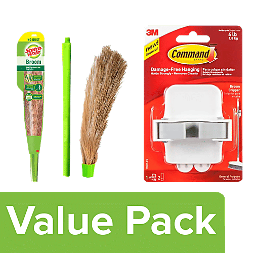 Buy bb Combo Scotch Brite NoDust Premium Broom + Command Broom Gripper