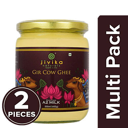 Jivika Naturals Premium Gir Cow Ghee, 2 x 500 ml Multipack 