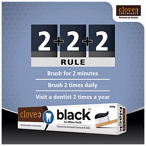 Clove Black Whitening Toothpaste For Whiter Teeth-Powered By Activated Charcoal & SiO2, 3 x 100 g (Multipack)
