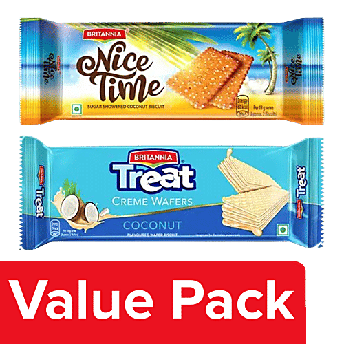 Buy Britannia Britannia Treat Coconut Wafers 55g + Britannia Nice Time