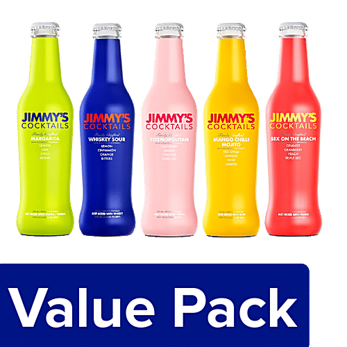 Jimmys Cocktails Assorted Flavours Cocktail Mixer - Non-Alcoholic Beverage (8x250 ml each), Combo 5 Items