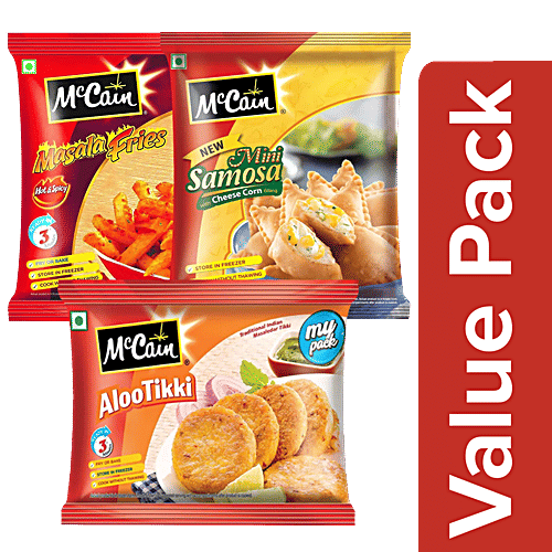 Buy McCain MiniSamosaCheeseCorn,MasalaFries,AlooTikkiMazedaar