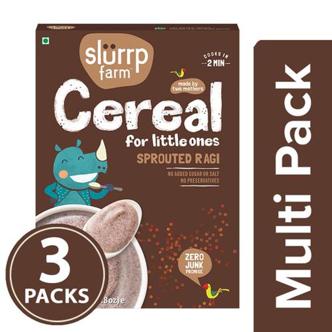 Slurrp Farm Sprouted Ragi Powder, 100% Natural Ragi/Nachni, No Sugar, No Salt, No Milk, 3x250 g Multipack