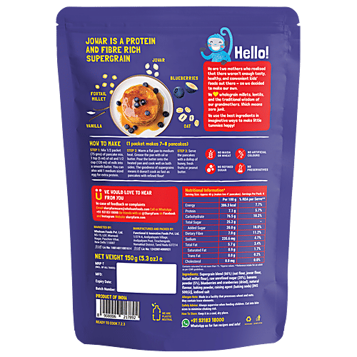 Slurrp Farm Pancake Mix Combo - Classic & Blueberry, No Maida, Eggless Instant Healthy Breakfast, Combo Pouch 