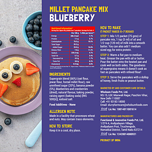 Slurrp Farm Pancake Mix Combo - Classic & Blueberry, No Maida, Eggless Instant Healthy Breakfast, Combo Pouch 