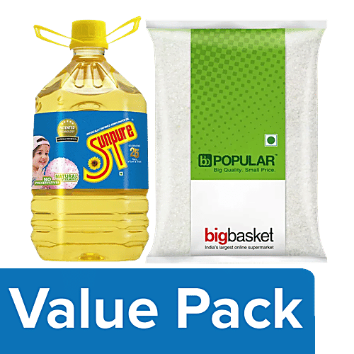 Buy Sunpure Refined Sunflower Oil 5 L Can + BB Popular Sugar 1 kg