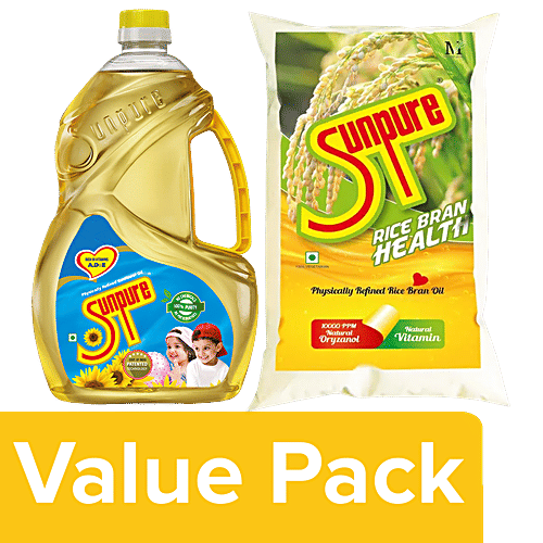 Buy Sunpure Rice Bran Oil 1 L Pouch + Sunpure Refined Sunflower Oil 2 L Pet Bottle Online at