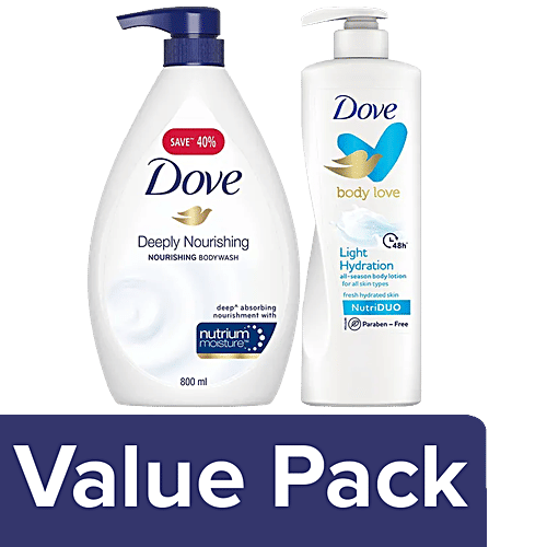 Dove Dove Deeply Nourishing Body Wash + Nourising Body Care Hydration Body Lotion, Combo 2 Items