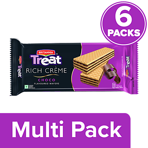 Britannia Treat Rich Creme Choco Flavoured Wafers, 6x55 g (Multipack)
