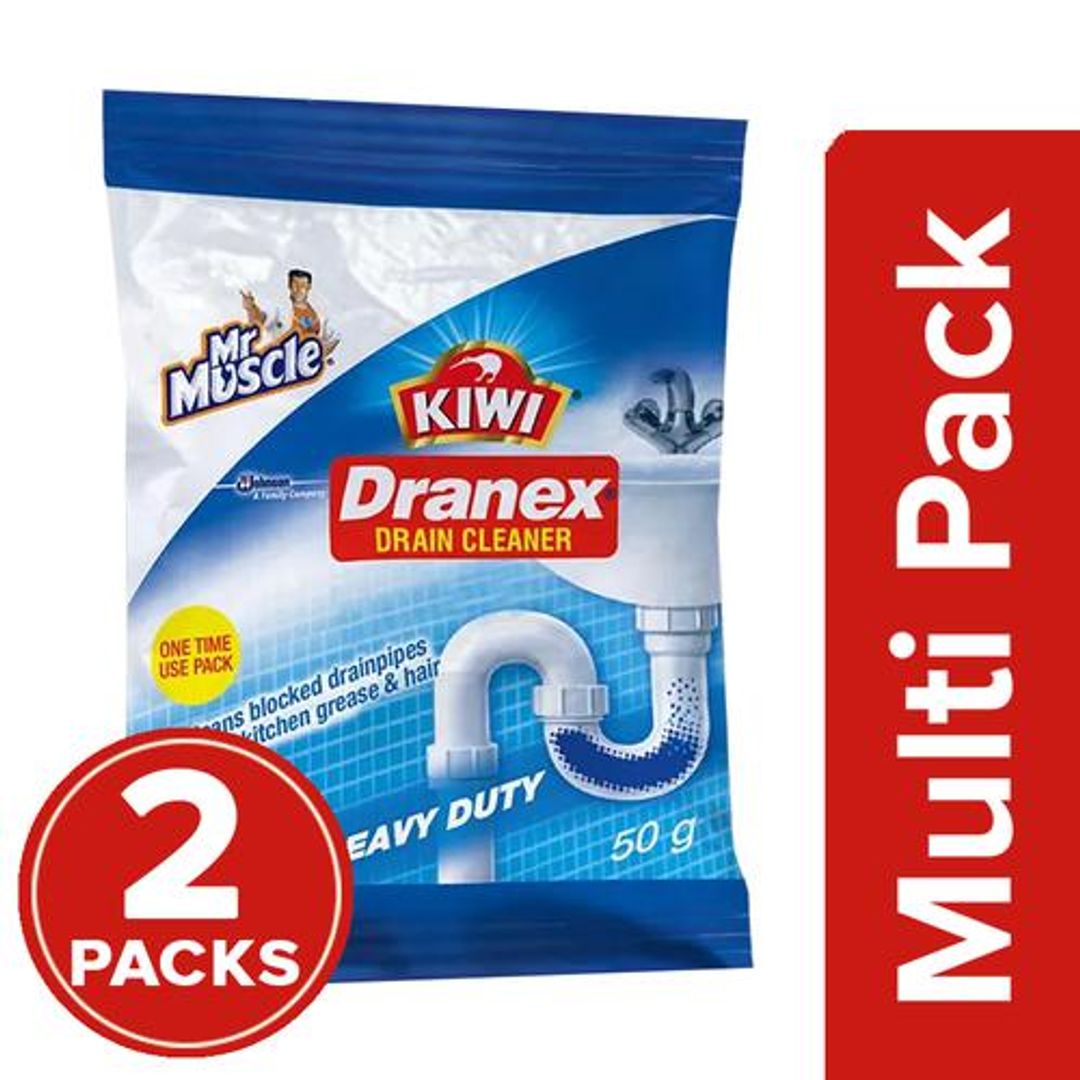 Kiwi Dranex Drain Cleaner, 2 x 50 g Multipack