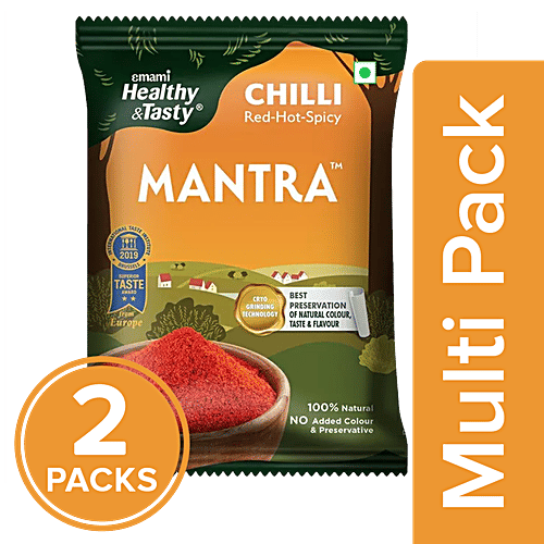 Emami Healthy & Tasty Mantra Mirch/Red Chilli Powder Natural, No Added Colour & Preservatives, 2 x 50 g Multipack 