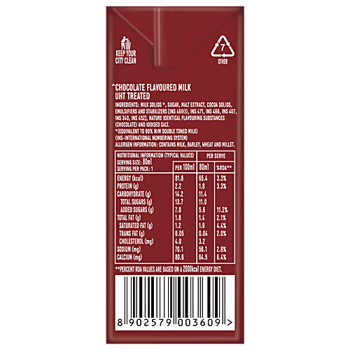 Smoodh Chocolate Milk - Rich Taste & Flavour, High In Calcium & Protein, 4x85 ml Multipack 