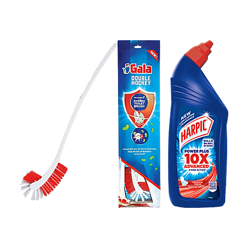 bb Combo Gala Anti Bacterial Toilet Brush,160g + Harpic Toilet Cleaner Liquid,Original,1L, Combo 2 Items 