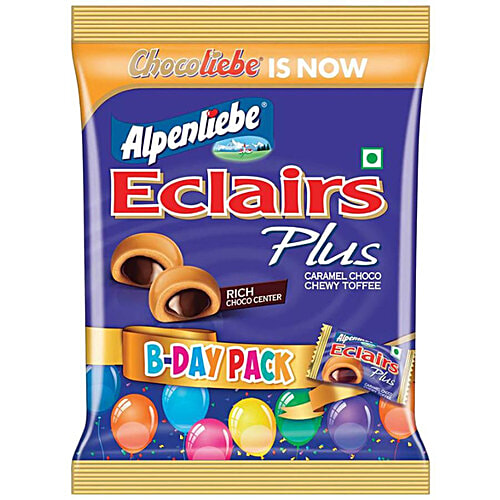 Buy ALPENLIEBE Eclairs Plus Birthday Pack Rich Choco Center, Caramel