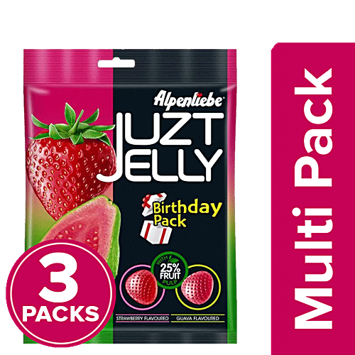 Alpenliebe Juzt Jelly - Assorted Flavour, Birthday, 3x333 g 90 pcs (Multipack)