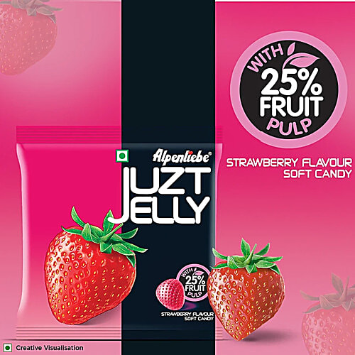 Alpenliebe Juzt Jelly Candies - With 25% Fruit Pulp, Soft, Juicy, Strawberry Flavour, 2x70.3 g 19 pcs (Multipack) 