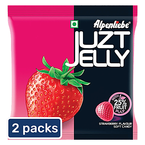Alpenliebe Juzt Jelly Candies - With 25% Fruit Pulp, Soft, Juicy, Strawberry Flavour, 2x70.3 g 19 pcs (Multipack) 