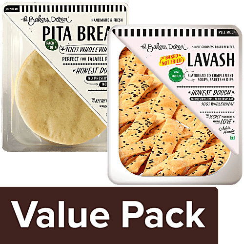 Buy The Baker's Dozen Pita Bread 100 Wholewheat 100 g + Lavash 100
