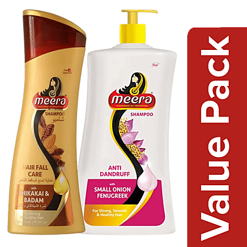 Meera Meera Hair Fall Care Shampoo-With Shikakai & Badam + Meera Anti Dandruff Shampoo, Combo 2 Items 
