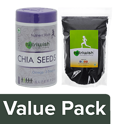 Buy Nutriwish Chia Seeds 250 g + Basil Seeds Premium 500 g Online at