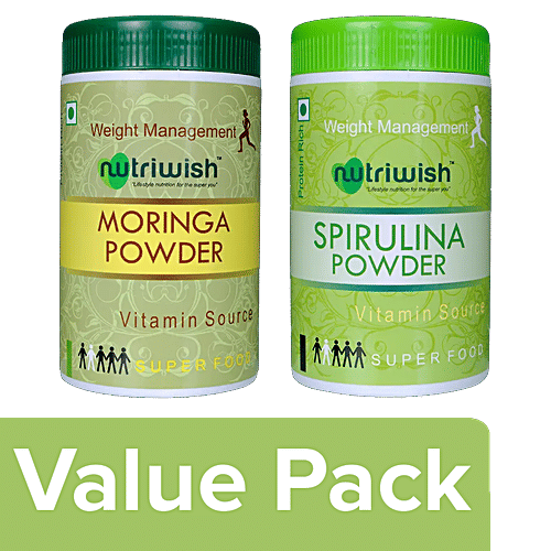 Nutriwish Moringa Powder 100 g + Spirulina - Powder 100 g, Combo 2 Items 